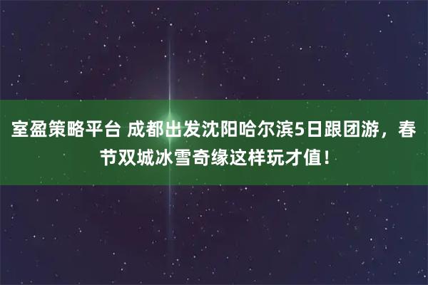 室盈策略平台 成都出发沈阳哈尔滨5日跟团游，春节双城冰雪奇缘这样玩才值！